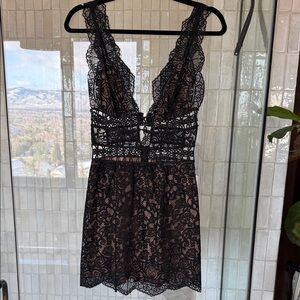 For Love And Lemons Black Lace Mini Dress
